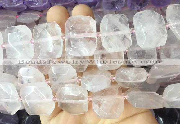 RQBS14 15 inches 15*20mm - 18*25mm faceted freeform rose quartz beads
