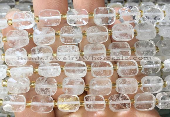 RTBS01 15 inches 8*10mm faceted rectangle white crystal beads wholesale