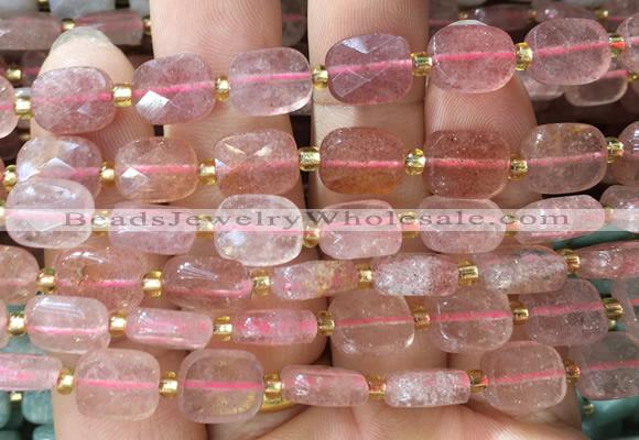 RTBS07 15 inches 8*10mm faceted rectangle red strawberry quartz beads wholesale