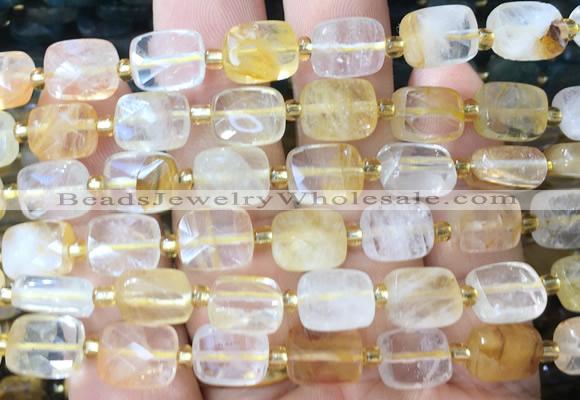 RTBS09 15 inches 8*10mm faceted rectangle yellow gum flower crystal beads wholesale