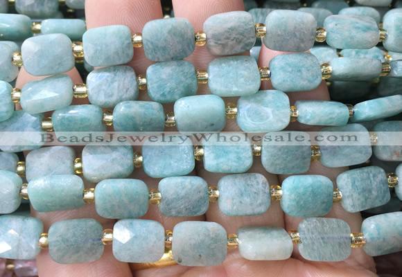 RTBS15 15 inches 8*10mm faceted rectangle amazonite beads wholesale