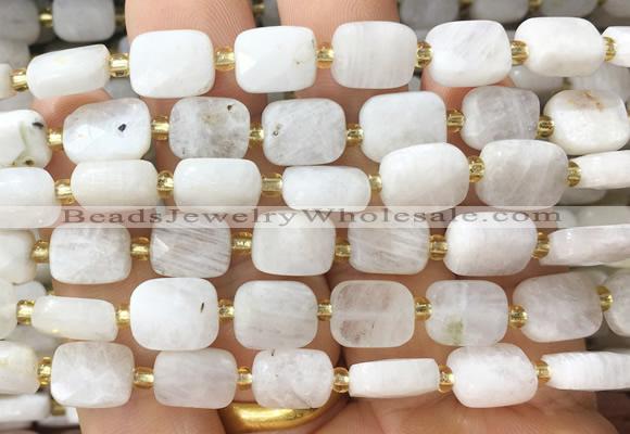 RTBS20 15 inches 8*10mm faceted rectangle white moonstone beads wholesale