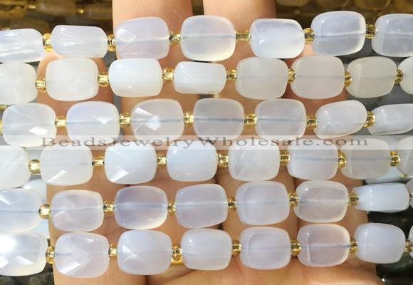 RTBS21 15 inches 8*10mm faceted rectangle blue chalcedony beads wholesale