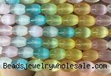 SEBS144 15 inches 8*12mm rice colorful selenite gemstone beads wholesale