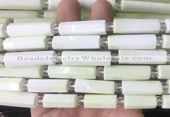 TBBS112 15 inches 8*20mm - 8*35mm faceted tube lemon turquoise beads wholesale