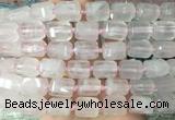 TBBS42 15 inches 12*16mm faceted tube rose quartz beads wholesale