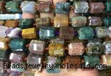 TBBS49 15 inches 12*16mm faceted tube ocean agate beads wholesale