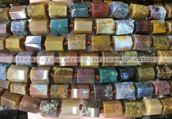 TBBS55 15 inches 9*12mm - 11*14mm faceted tube ocean agate beads