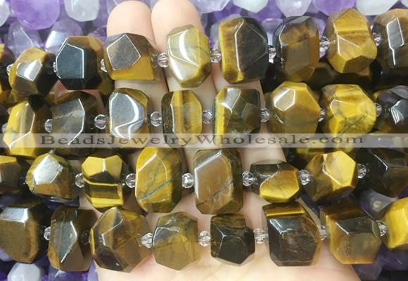 TEBS46 15 inches 12*16mm - 13*18mm faceted nuggets yellow tiger eye beads