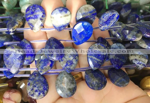 TRBS100 Top drilled 13*18mm faceted flat teardrop Lapis lazuli beads wholesale