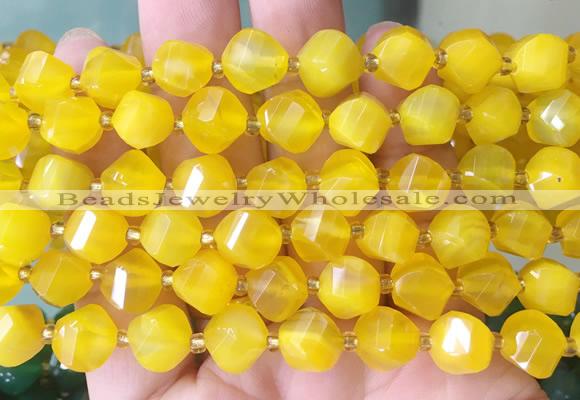 TWBS101 15 inches 10mm faceted twist agate beads wholesale
