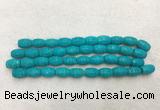 WBBS41 11*15mm carved rice loose howlite turquoise gemstone beads wholesale