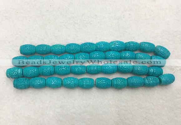 WBBS41 11*15mm carved rice loose howlite turquoise gemstone beads wholesale