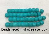 WBBS43 12*15mm carved drum loose howlite turquoise gemstone beads wholesale