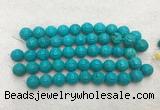 WBBS47 14mm carved round loose howlite turquoise gemstone beads wholesale