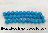 WBBS48 14mm carved round loose howlite turquoise gemstone beads wholesale