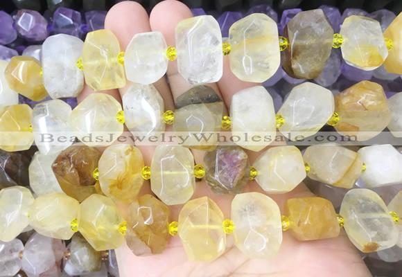 YCBS01 15 inches 12*16mm - 13*18mm faceted nuggets yellow quartz beads